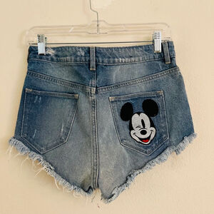 H&M Women's Blue Mickey Denim Shorts Size 6